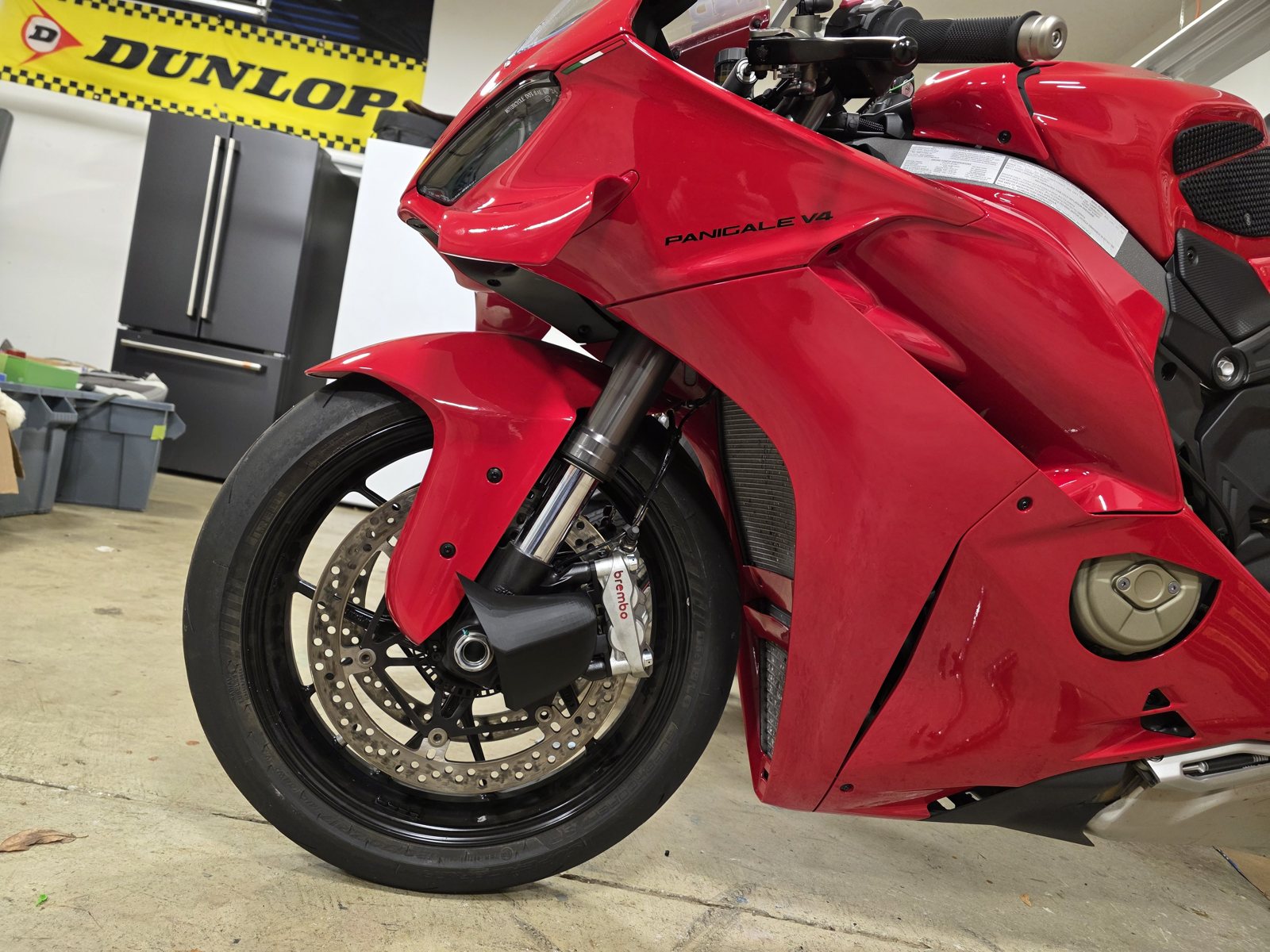Three-quarter view of the front end