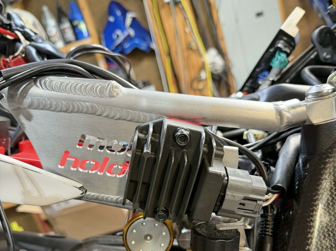 Rectifier bracket on the bike