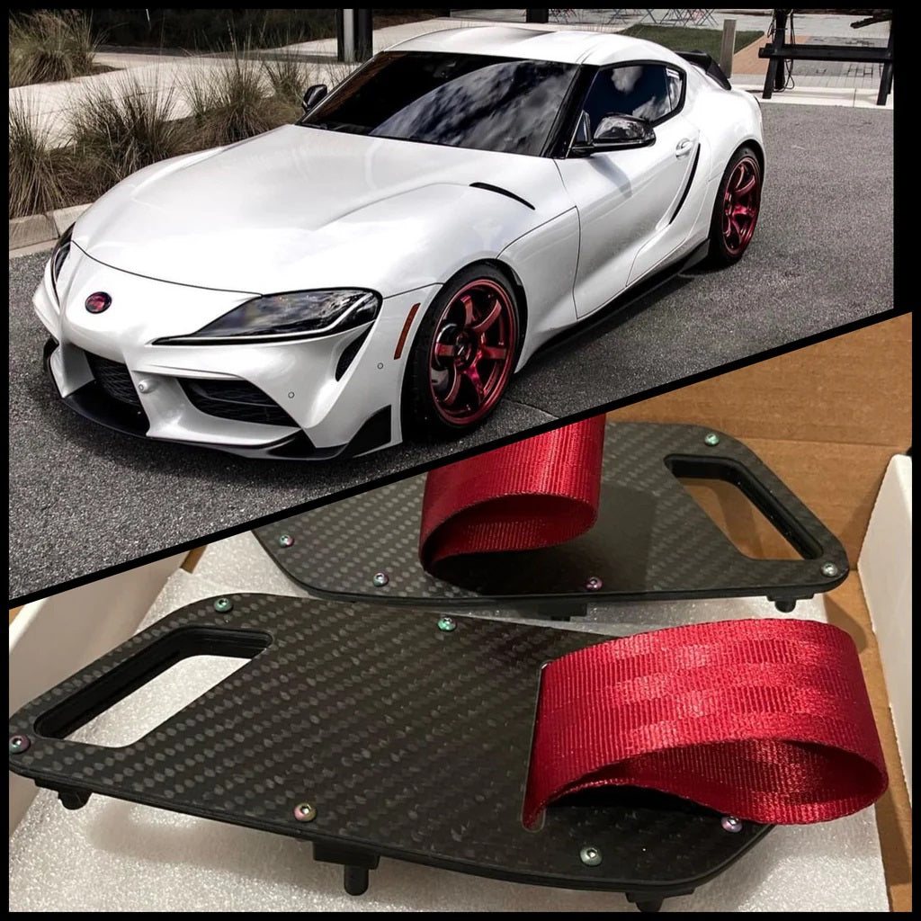 Supra GT door pull with a red strap