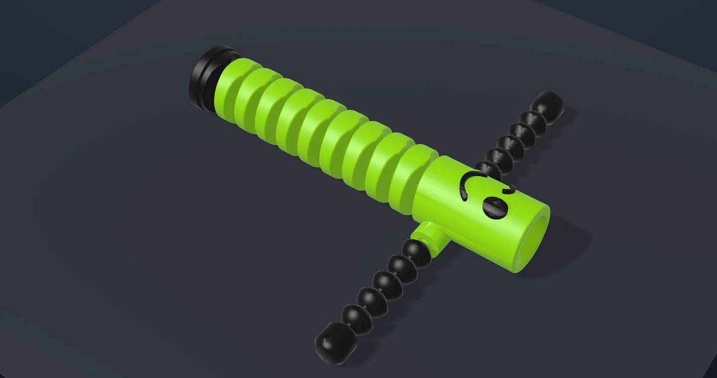 A wiggle toy laid flat on the print bed with its arms out